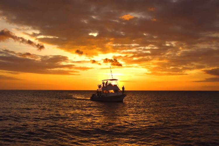 boat at sunset