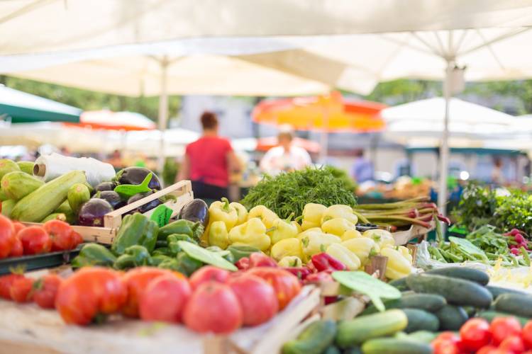 vegetables at a farmers market