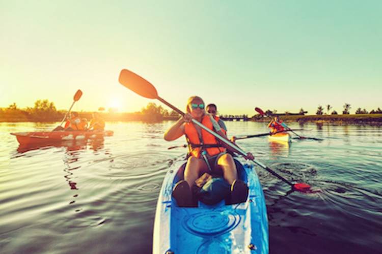 group kayaking